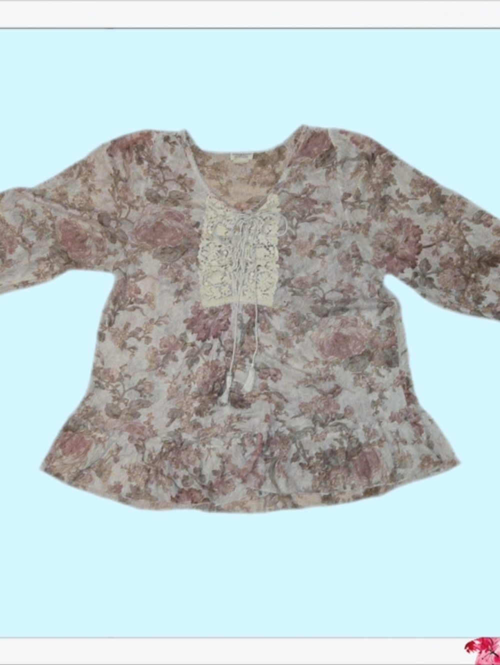 Denim & Supply Ralph Lauren Floral Lace-Front Blouse - Pink & Cream